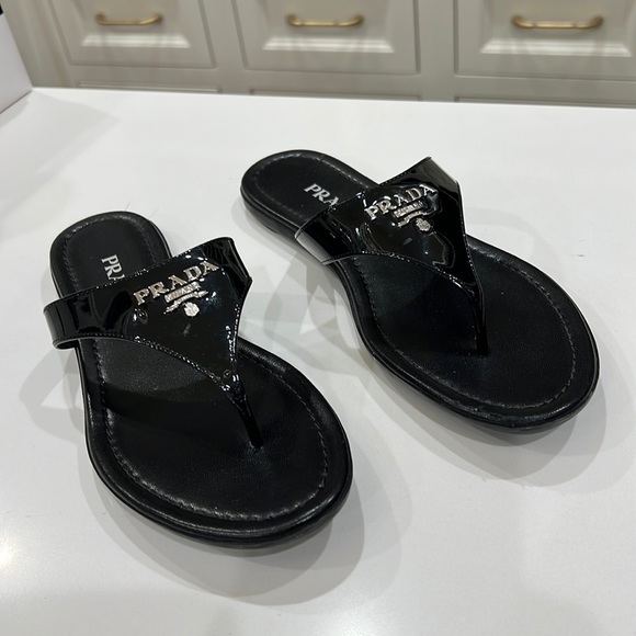 Prada Shoes - Prada Logo Flip Flop/Thong Sandals